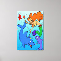 Mermaid comic ocean underwater dolphin work of art