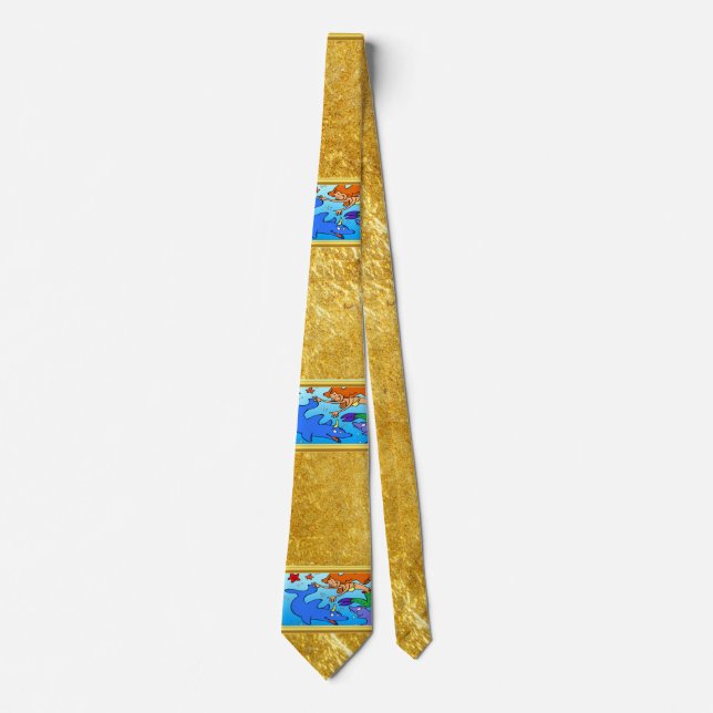 Mermaid comic ocean underwater dolphin work of art tie (Front)