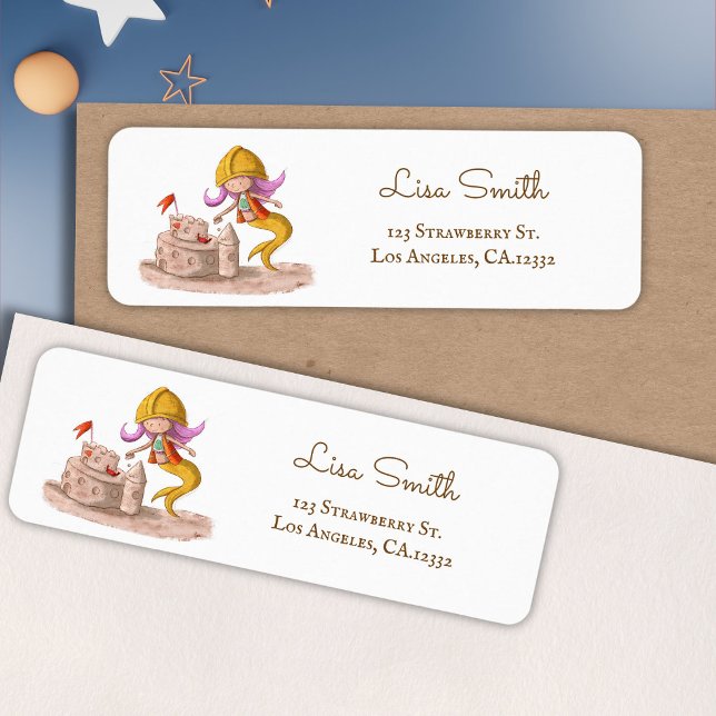 Mermaid Construction Sandcastle Return Address (Creator Uploaded)