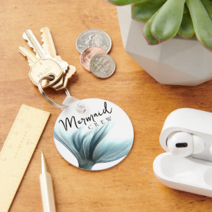 Mermaid Crew Aqua Mint Seafoam Luxe Bridal Party Key Ring