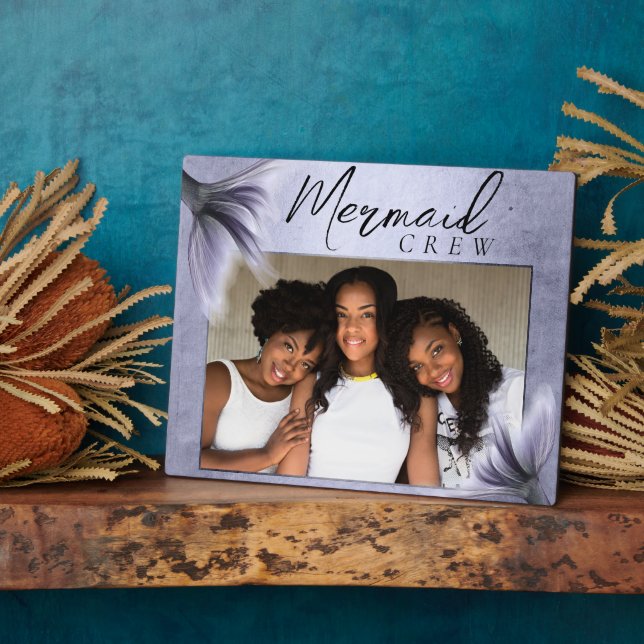 Mermaid Crew | Lavender Purple Chic Friends Photo Plaque (Side)