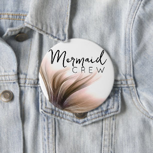 Mermaid Crew   Terracotta Soft Peach Bachelorette 10 Cm Round Badge