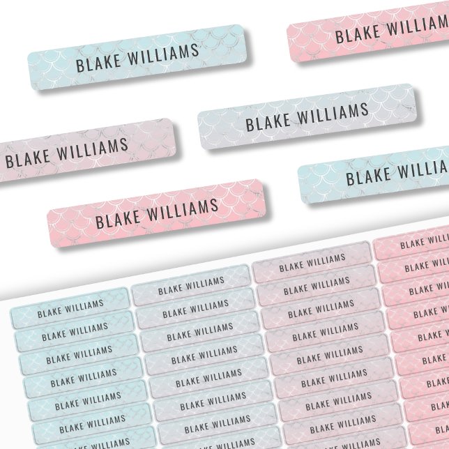 Mermaid Custom Girl Name School Waterproof (Mermaid Custom Girl Name School Waterproof Labels)