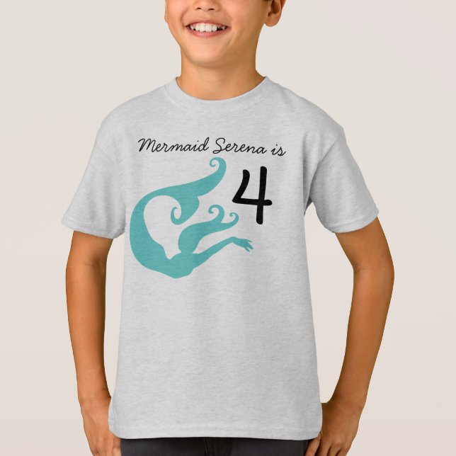 Mermaid Customisable 4th Birthday Tshirt (Front)