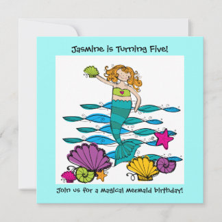 Mermaid Customised Birthday Invitations
