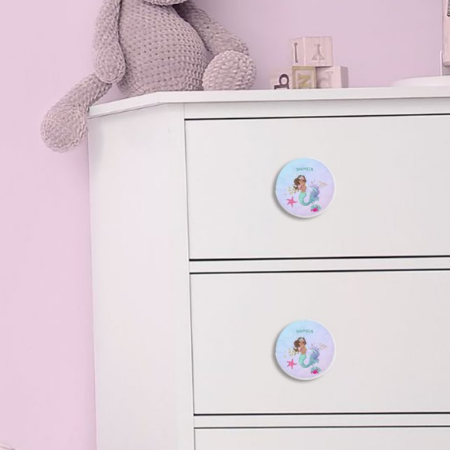 Mermaid Cute Blue Pink  Starfish Personal   Ceramic Knob (Creator Uploaded)