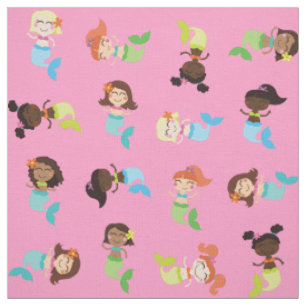 Mermaid Cute Cartoon Kids Print Fabric