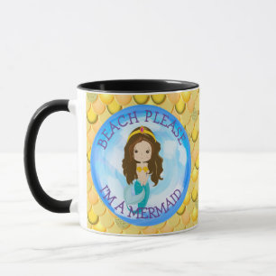 Mermaid Cute Happy  Yellow Mug