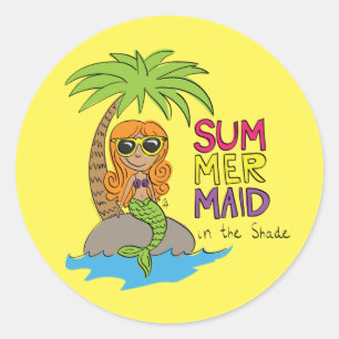 Mermaid Cute Kids Girls Classic Round Sticker