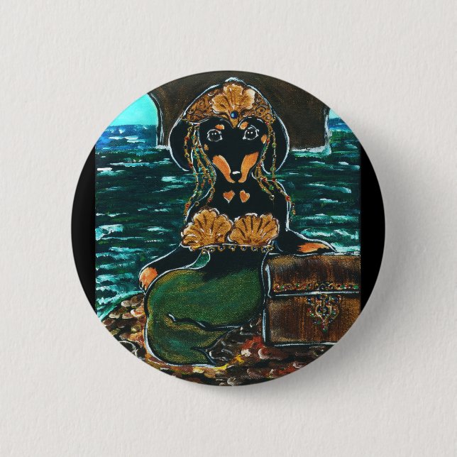 Mermaid Dachshund 6 Cm Round Badge (Front)