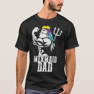 Mermaid Dad Pose Trident Merdad New Mer Dad Brothe T-Shirt