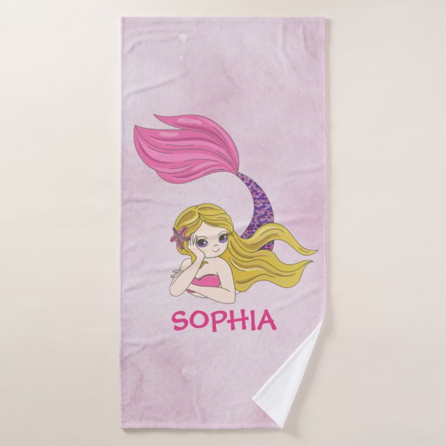 Mermaid Design Bath Towel Set (Bath Towel)