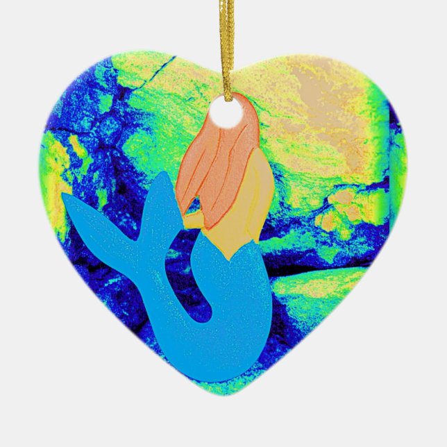 mermaid design ceramic tree decoration (Front)