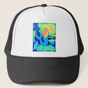 mermaid design trucker hat