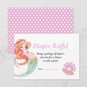 Mermaid Diape Raffel Baby Shower Under the Sea Invitation