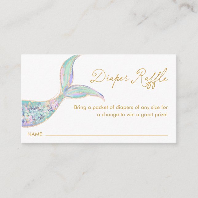 Mermaid Diaper Raffle Ticket Enclosure Card (Front)
