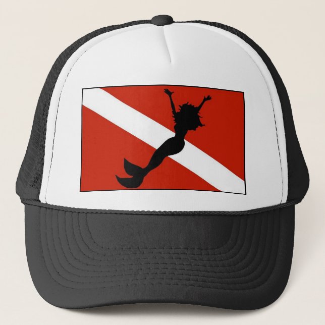 Mermaid Diver Flag Trucker Hat (Front)