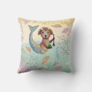 mermaid dog pattern cushion