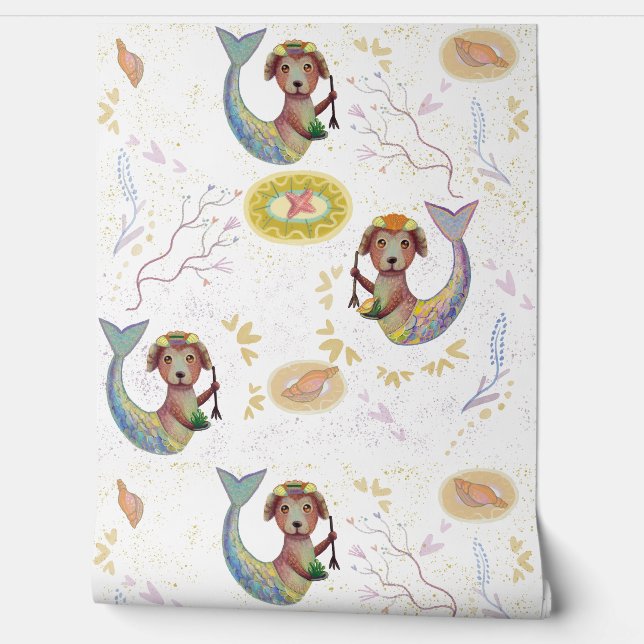 mermaid dog pattern  wallpaper (Unrolling)