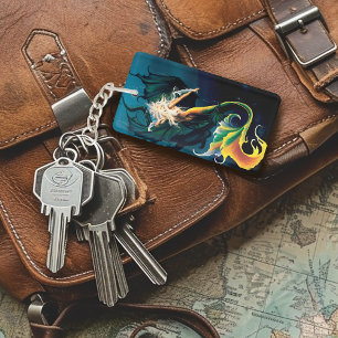 Mermaid Dragon Fantasy Blue Key Ring