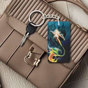 Mermaid Dragon Fantasy Blue Key Ring