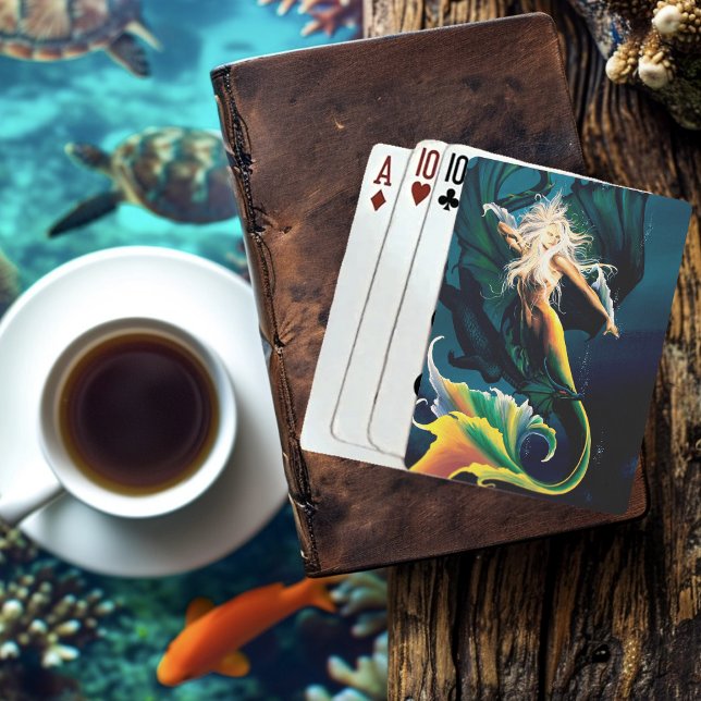 Mermaid Dragon Fantasy Blue Playing Cards (Creator Uploaded)