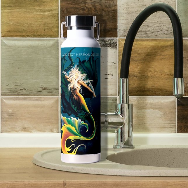 Mermaid Dragon Fantasy Blue Water Bottle (Creator Uploaded)
