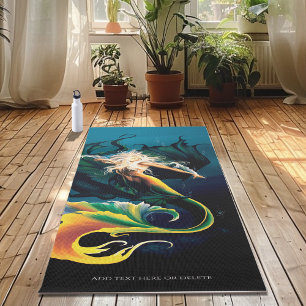 Mermaid Dragon Fantasy Blue Yoga Mat