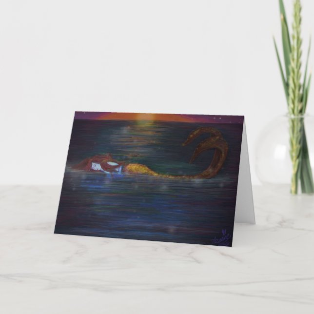 Mermaid Dreams Birthday Greeting Card (Front)