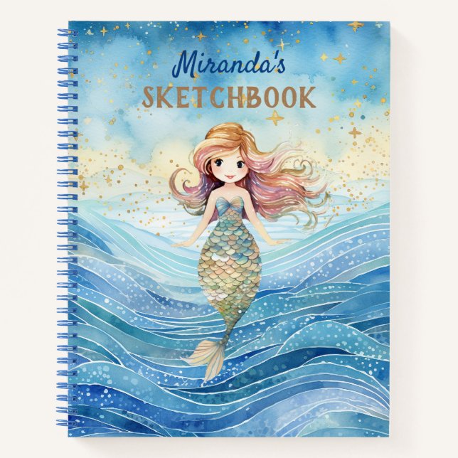 Mermaid Dreams for girls Sketchbook Notebook (Front)