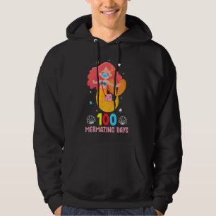 Mermaid Face Mask Funny 100 Days Of School Girls Hoodie