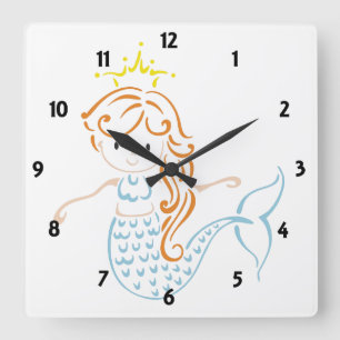 Mermaid Fairy Square Wall Clock