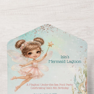 Mermaid Fairy Under the Sea All-in-One Birthday In All In One Invitation