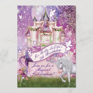 Mermaid Fairy Unicorn Castle Enchanted Invitation