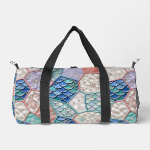 Mermaid Fairytale Faux Patchwork Duffel Bag