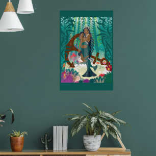 Mermaid Family (brown skin and eyes) Poster