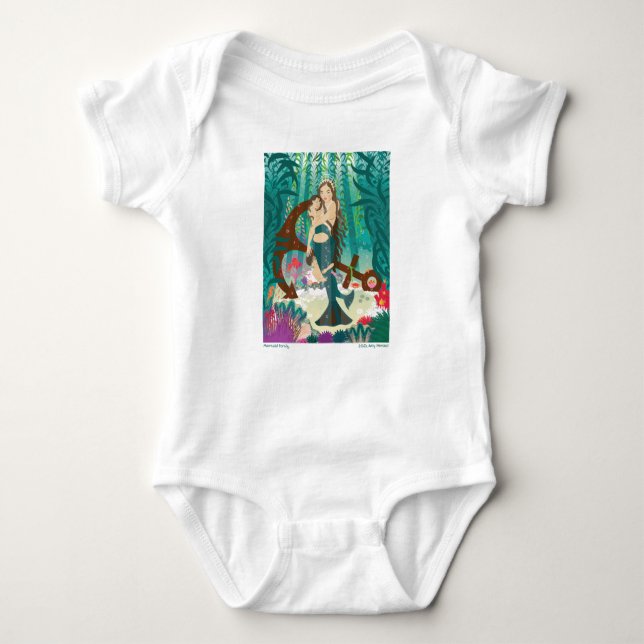 Mermaid Family (brunettes) Baby Bodysuit (Front)