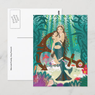 Mermaid Family (brunettes) Postcard