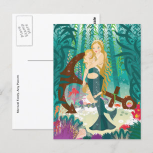 Mermaid Family (dark blondes) Postcard