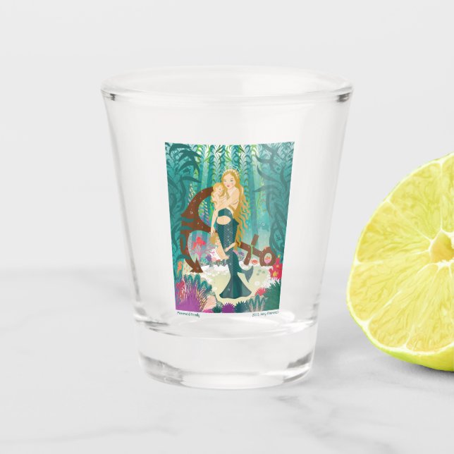 Mermaid Family (dark blondes) Shot Glass (Front)