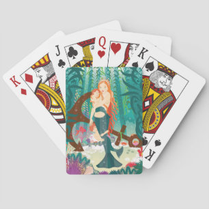 Mermaid Family (redheads) Playing Cards