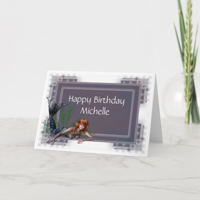 Mermaid Fantasy 1 Happy Birthday Card (Front)