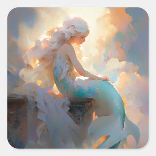 Mermaid Fantasy Art Square Sticker