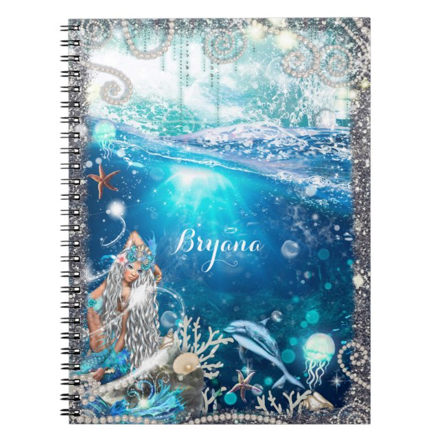 Mermaid Fantasy Blonde Enchanted Beach Fantasy Spiral Notebook (Front)