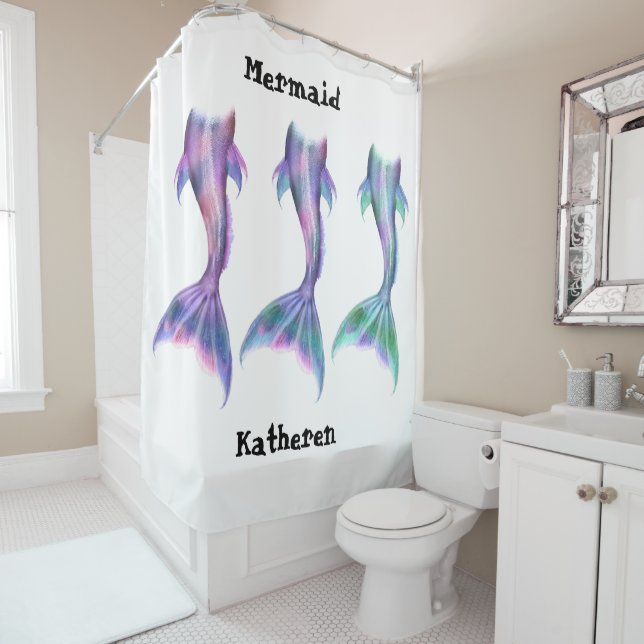 Mermaid Fantasy Fairy Tales Cartoon Tails Shower Curtain (In Situ)