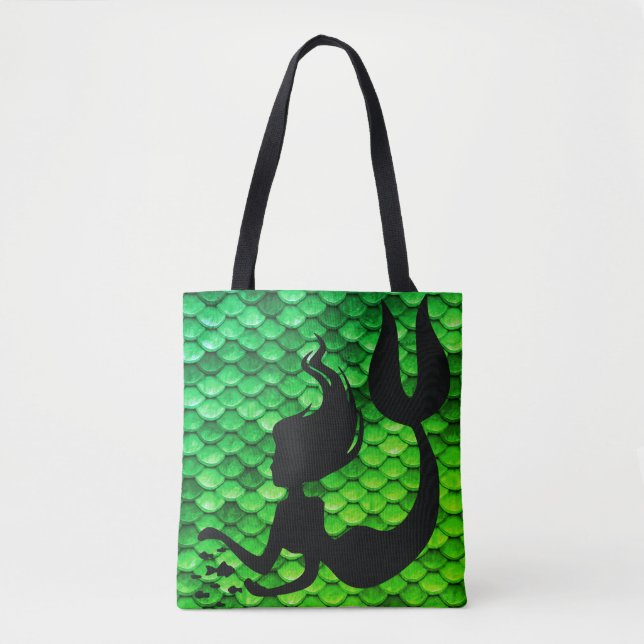 Mermaid Figure & Tail Scales Tote Bag (Front)