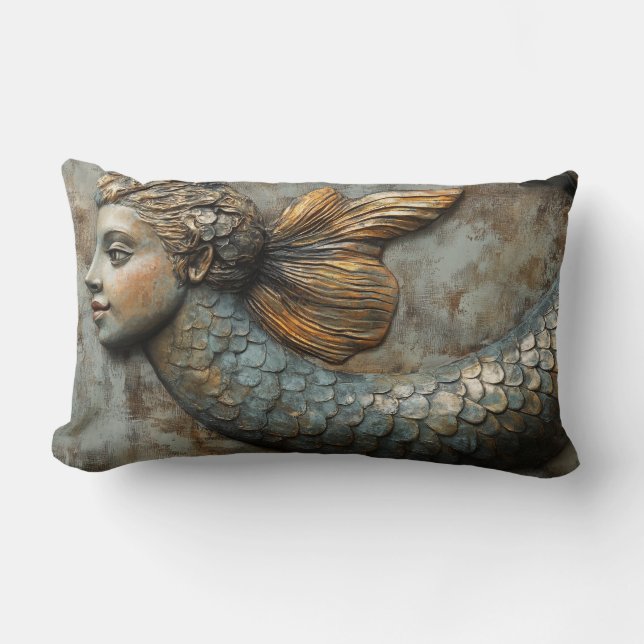 Mermaid Figurehead Throw Pillow (Front)