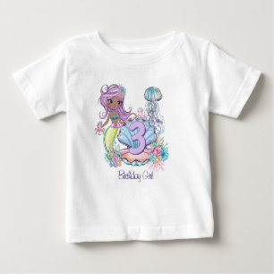 Mermaid First Birthday Whimsical Sea Life Party Baby T-Shirt