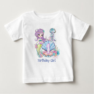 Mermaid First Birthday   Whimsical Sea Life Party Baby T-Shirt