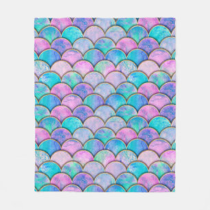 Mermaid fish scale wave japanese seamless pattern. fleece blanket